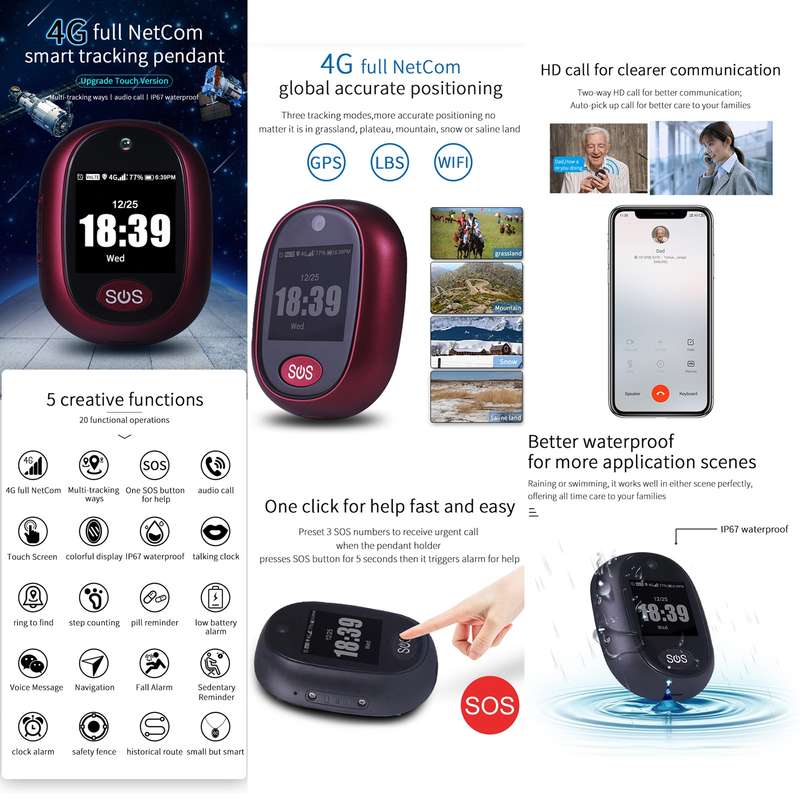 REACHFAR RF-V45-A Mini Touch Screen GPS Smart Tracker Pendant, Support SOS / Camera / Health Managem
