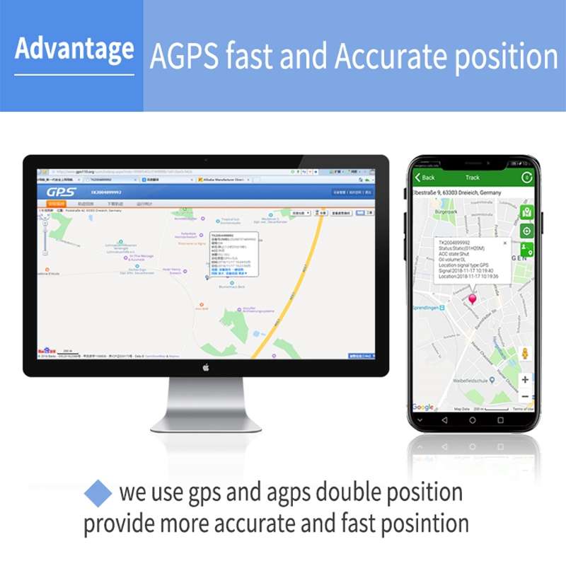 TK202B 2G Car Truck Vehicle Tracking GSM GPRS GPS Tracker Support AGPS, Battery Capacity: 5000MA