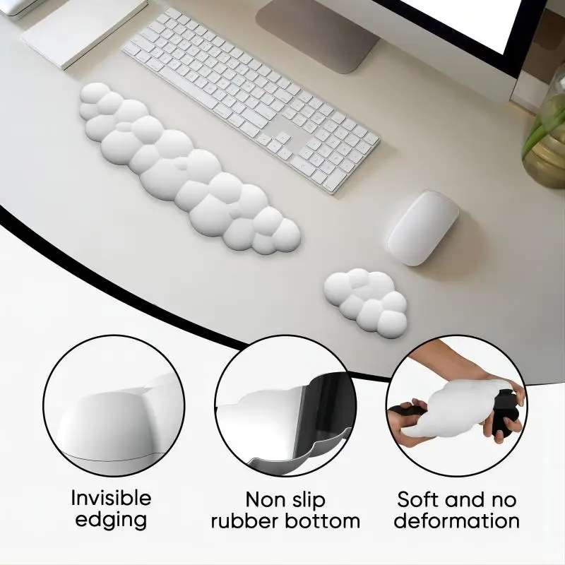 Cloud Wrist Rest Memory Foam Keyboard Pad Office Desktop Wrist Brace (Pink)