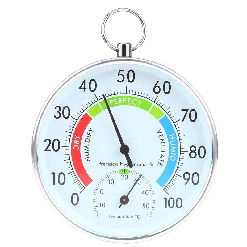 Mini Round Clock-shaped Indoor Outdoor Hygrometer Humidity Thermometer Temperature Meter with Hangin