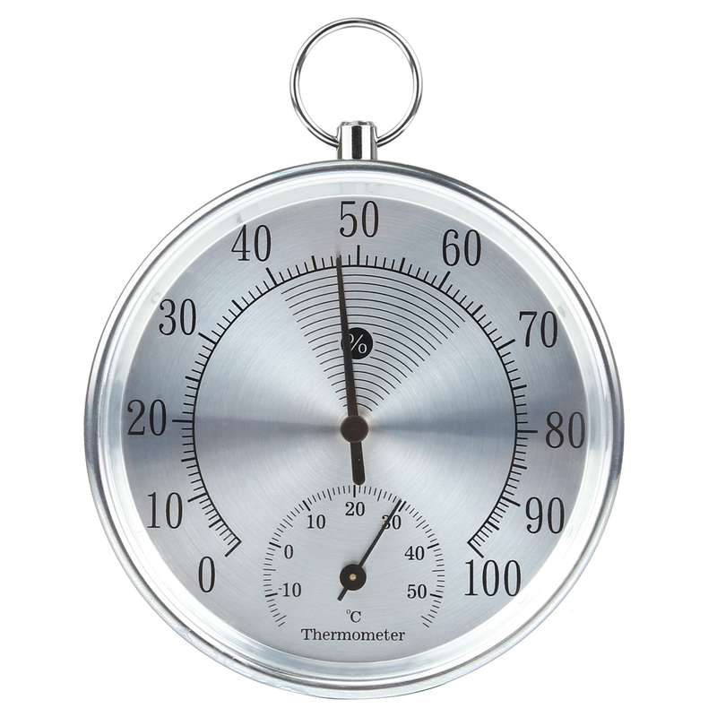 Mini Round Clock-shaped Indoor Outdoor Hygrometer Humidity Thermometer Temperature Meter with Hangin