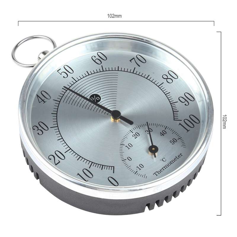 Mini Round Clock-shaped Indoor Outdoor Hygrometer Humidity Thermometer Temperature Meter with Hangin