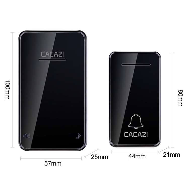 CACAZI FA8 Self-Powered Wireless Doorbell, EU Plug(Black)