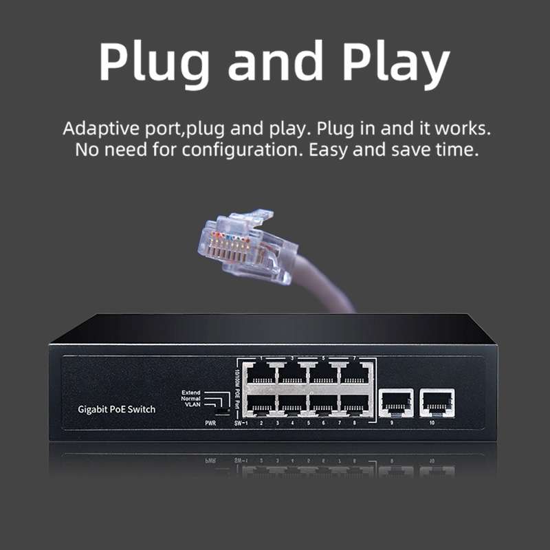 COMFAST CF-SG181P 10 Port Gigabit POE Ethernet Switch 20Gbps Backplane Bandwidth Monitoring