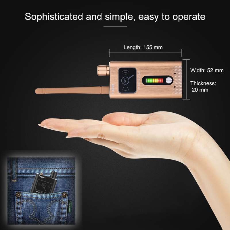 T-6000 GPS Signal Lens RF Tracker WiFi GSM Bug Detector (Gold)