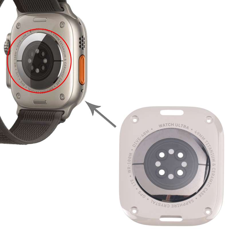 For Apple Watch Ultra 2 49mm A2986 A2987 LTE Version Glass Back Cover(Black)