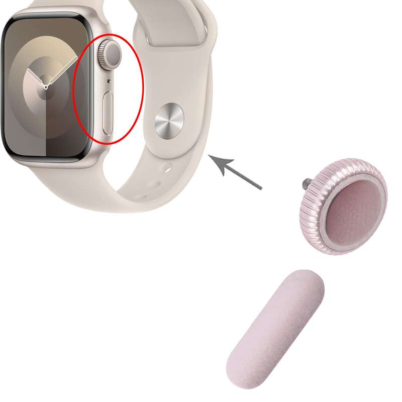 For Apple Watch Series 9 41mm / 45mm GPS Version Watch Crown Nut / Power Button Set (Pink)