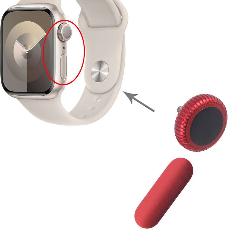 For Apple Watch Series 9 41mm / 45mm GPS Version Watch Crown Nut / Power Button Set (Pink)