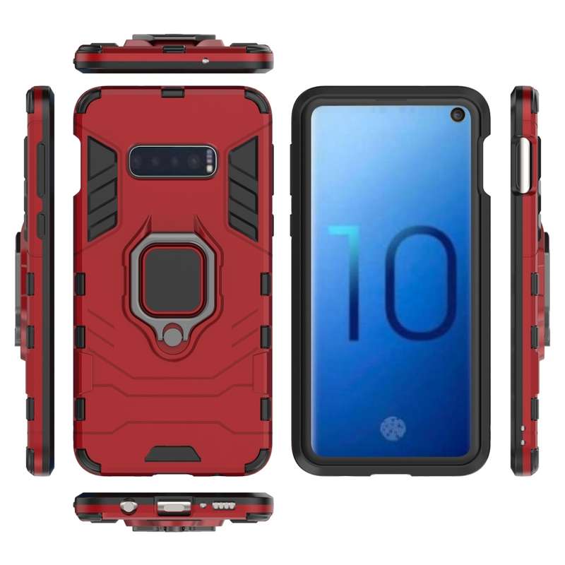 PC + TPU Shockproof Protective Case for Galaxy S10e, with Magnetic Ring Holder