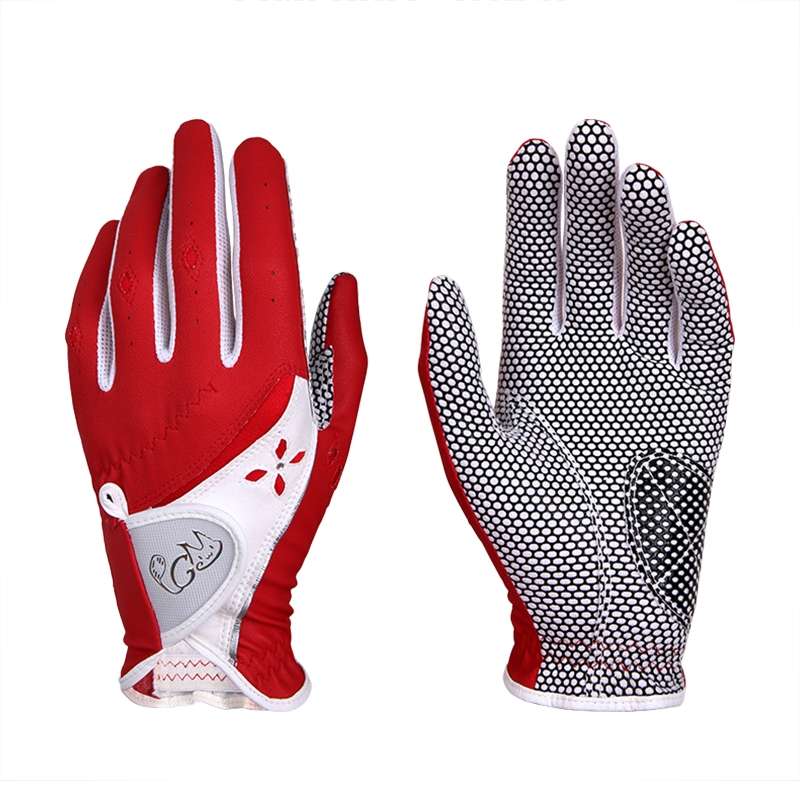 PGM One Pair Golf Non-Slip PU Leather Gloves for Women (Color:Blue Size:18)
