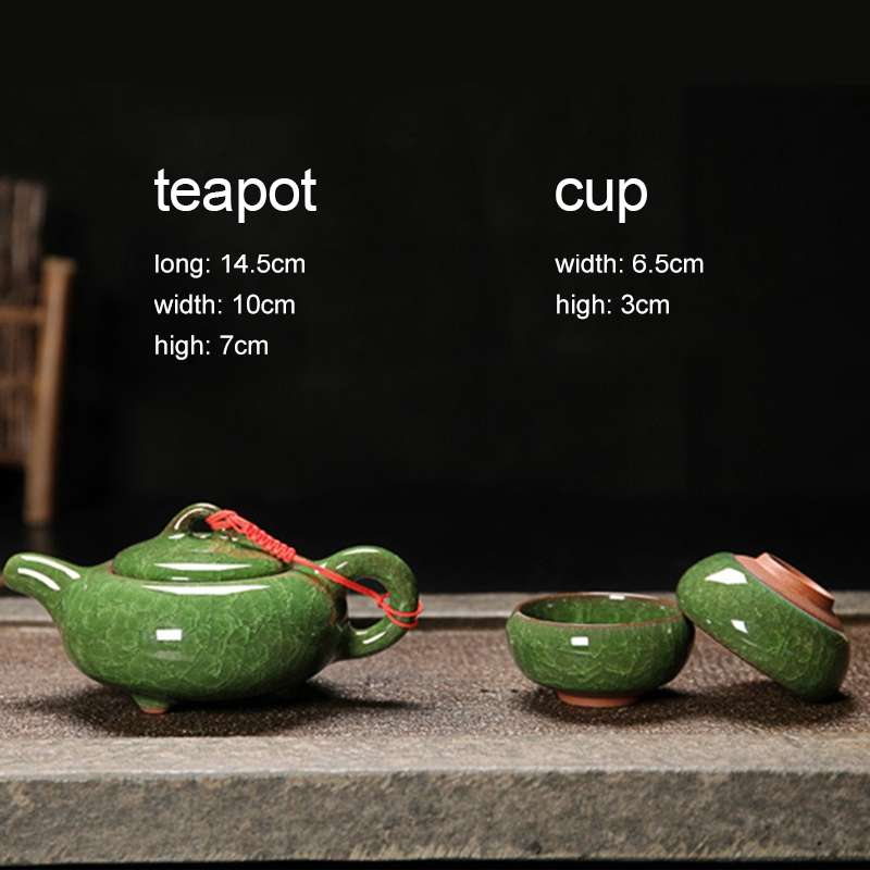 7 in 1 Ceramic Tea Set Ice Crack Glaze Kung Fu Teaware Set(Jade Green)