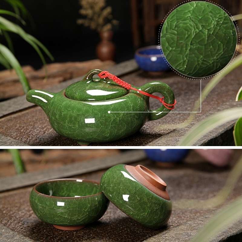 7 in 1 Ceramic Tea Set Ice Crack Glaze Kung Fu Teaware Set(Jade Green)