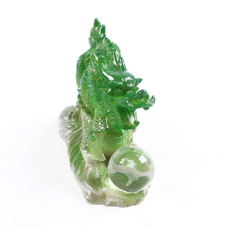 Color Changing Lucky Jade Dragon Shape Resin Kungfu Tea Accessories Tea Pet(Green)