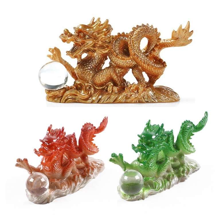 Color Changing Lucky Jade Dragon Shape Resin Kungfu Tea Accessories Tea Pet(Green)