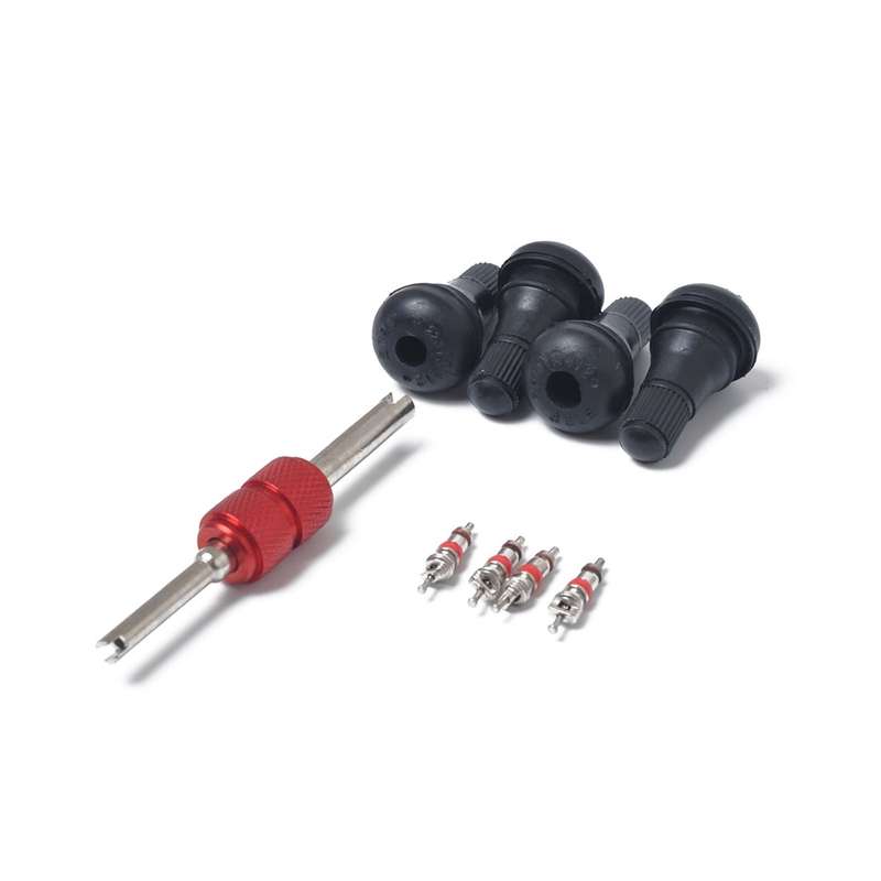 Snap-in Short Black Rubber Valve Stem (TR412) with Valve Core Wrench for Tubeless 0.453 Inch 11.5mm