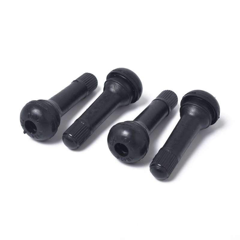 Snap-in Short Black Rubber Valve Stem (TR414) 4-Pack with Valve Core Wrench for Tubeless 0.453 Inch