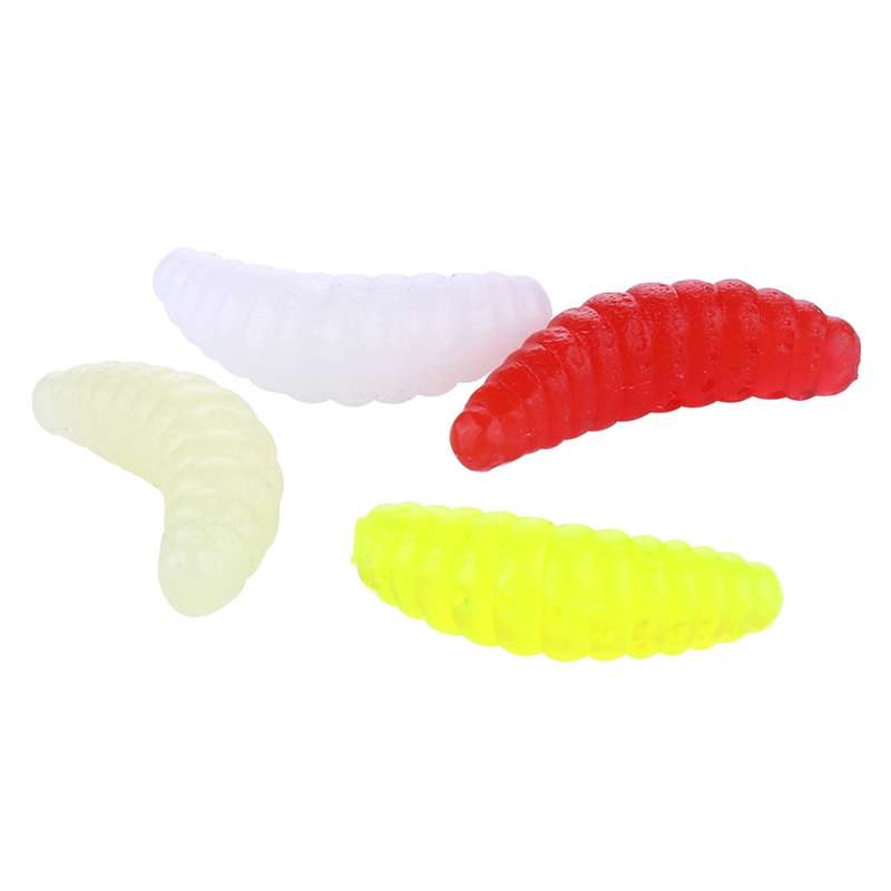 HENGJIA SO106 50 PCS 20mm Simulation Bread Bait Worms Crescent Soft Bait Horseback Fish Worm Bait Fi