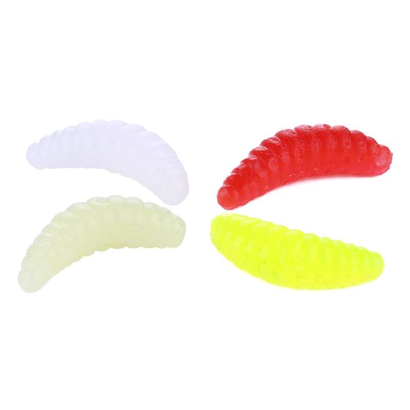 HENGJIA SO106 50 PCS 20mm Simulation Bread Bait Worms Crescent Soft Bait Horseback Fish Worm Bait Fi
