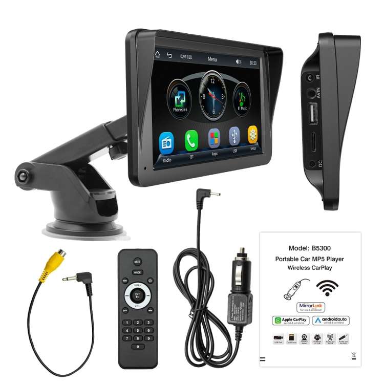 B5300 7 inch Wireless CarPlay Car Bluetooth MP5 Player, Support Mobile Phone Interconnection with Re