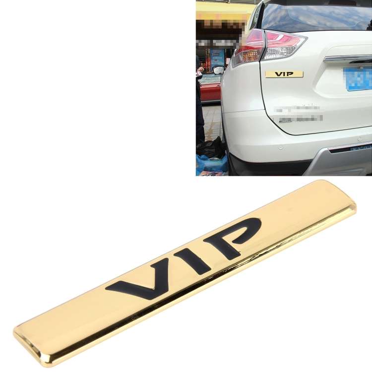 Auto VIP Sticker  VIP Label Car Stickers 3D Metal Fashion VIP Logo Car Stickers,Size:9.5*1.5cm(Gold)