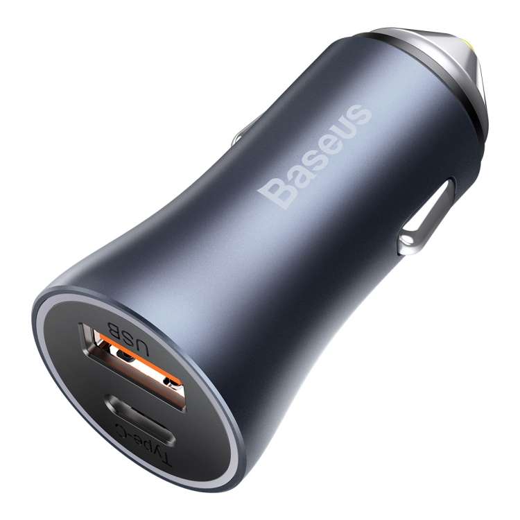 Baseus CCJD-0G Golden Contactor Pro 40W USB + Type-C Quick Charging Car Charger (Dark Grey)