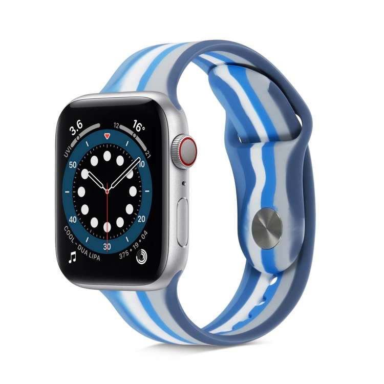 Rainbow Silicone Strap Watch Band For Apple Watch Series 9&8&7 41mm / SE 3&SE 2&6&SE&5&4 40mm / 3&2&