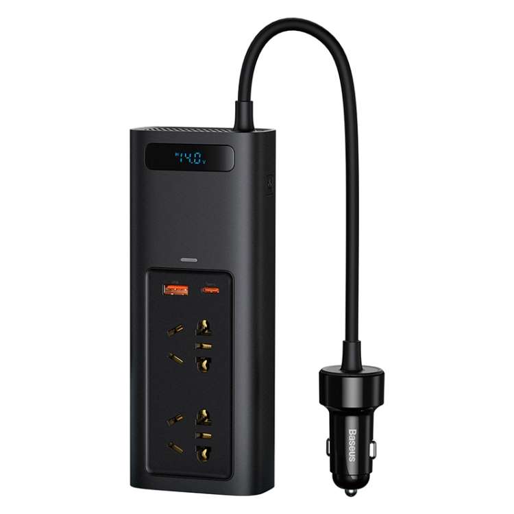 Baseus CRNBQ-A01 150W 120V In-car Inverter, Plug Type: EU Plug(Black)