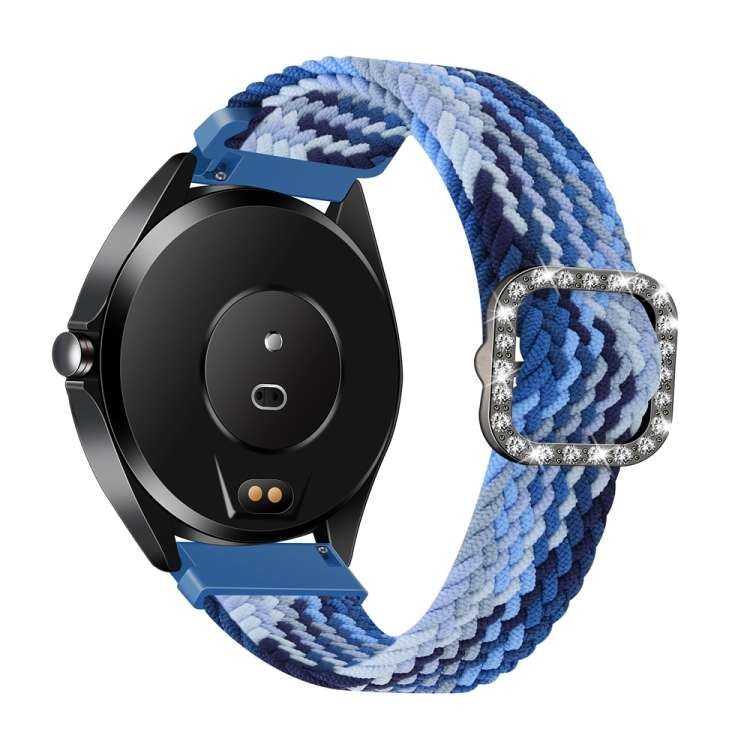 For Garmin Venu 2/Samsung Gear S3/Xiaomi Haylou RS3 22mm Universal Adjustable Braided Elastic Diamon