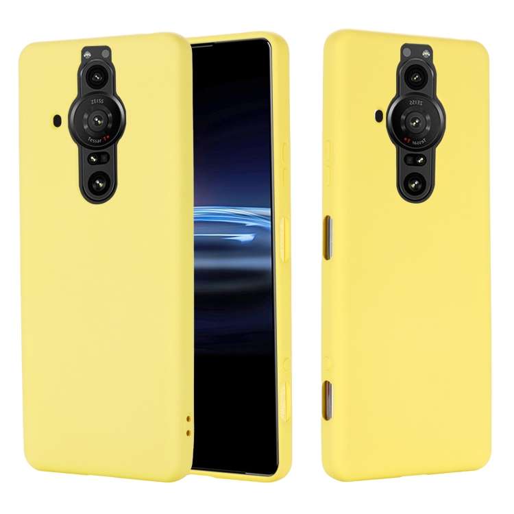 For Sony Xperia Pro-I Pure Color Liquid Silicone Phone Case(Yellow)