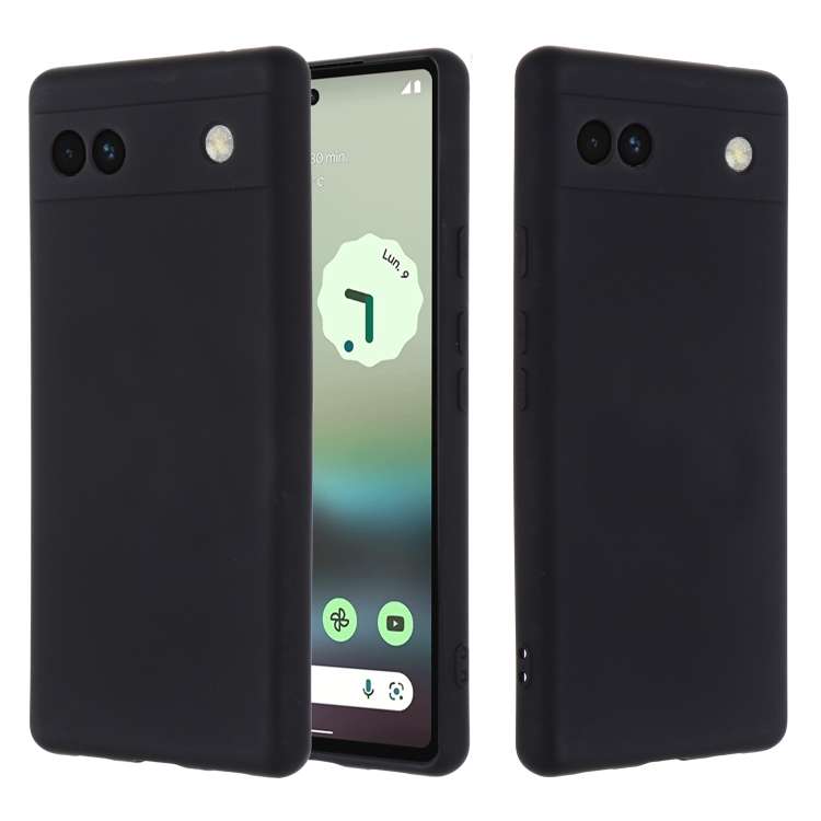 For Google Pixel 6a Pure Color Liquid Silicone Phone Case(Black)