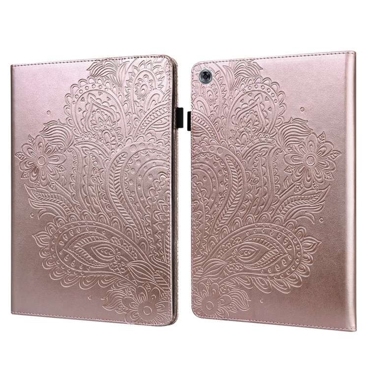 For Huawei MediaPad M5 Lite 10 Peacock Embossed Pattern TPU + PU Leather Tablet Case(Rose Gold)