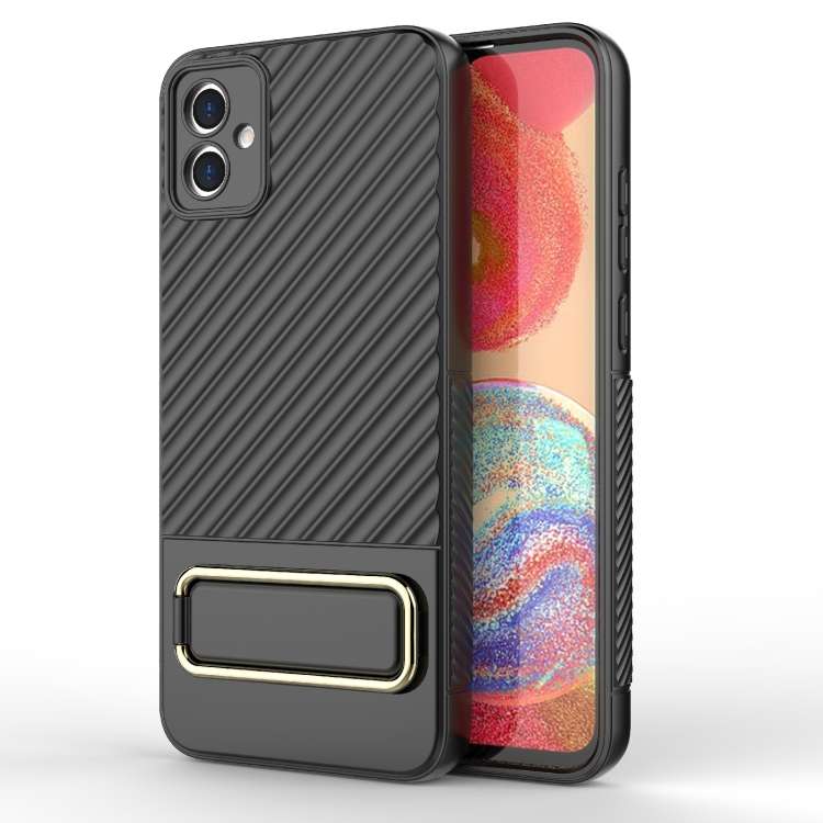 For Samsung Galaxy A04E Wavy Textured Phone Case (Black)