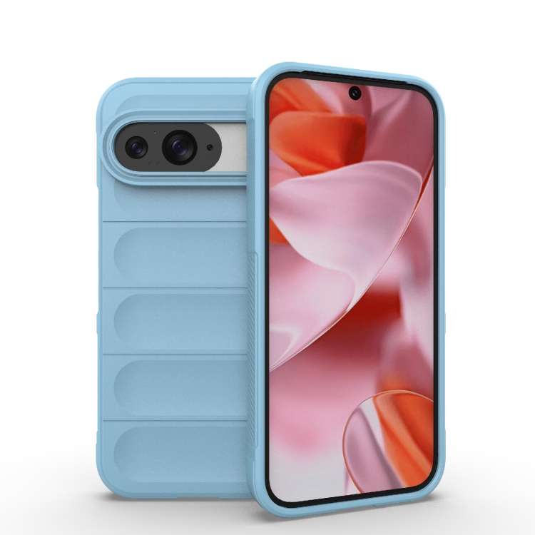 For Google Pixel 9 5G Global Magic Shield TPU + Flannel Phone Case(Light Blue)