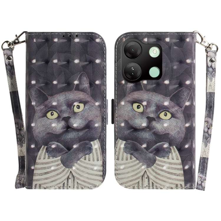 For Infinix Smart 7 HD 3D Colored Horizontal Flip Leather Phone Case(Hug Cat)