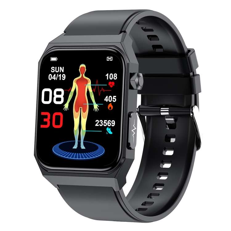 E530 1.91 inch IP68 Waterproof Silicone Band Smart Watch Supports ECG / Non-invasive Blood Sugar(Bla