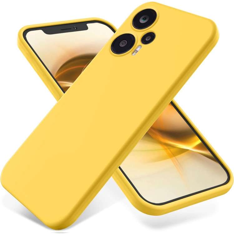 For Xiaomi Poco F5 5G Pure Color Liquid Silicone Shockproof Phone Case(Yellow)