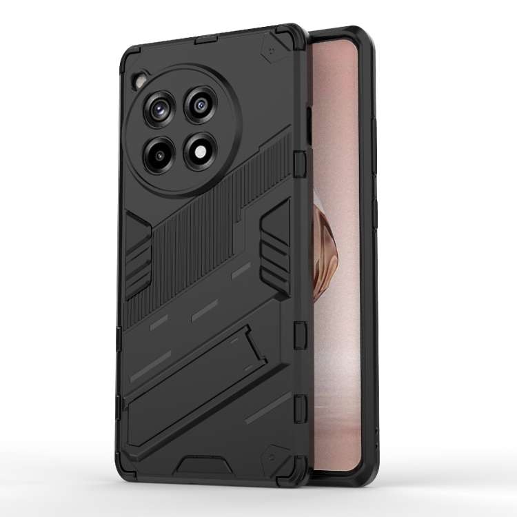 For OnePlus Ace 3 5G Punk Armor 2 in 1 PC + TPU Phone Case with Holder(Black)