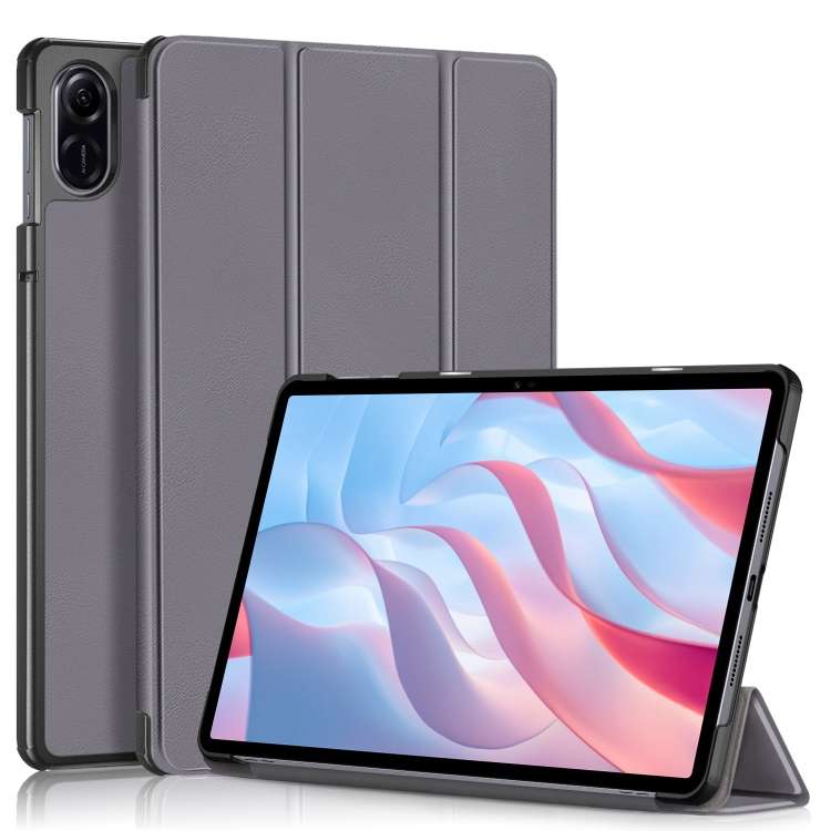 For Honor Pad X9 / X8 Pro 11.5 Custer Pure Color 3-Fold Holder Leather Tablet Case(Grey)