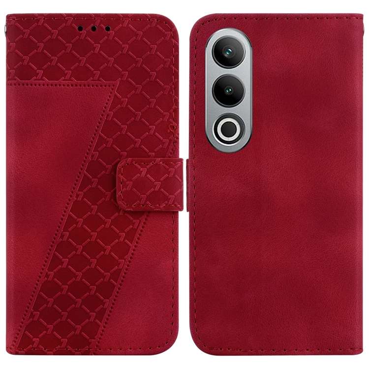 For OnePlus Nord CE4 5G 7-shaped Embossed Leather Phone Case(Red)