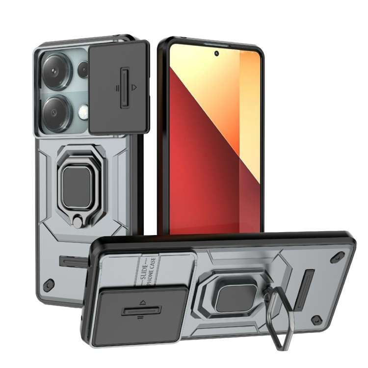 For Xiaomi Redmi Note 13 Pro 4G Global Sliding Camshield TPU + PC Shockproof Phone Case with Holder(