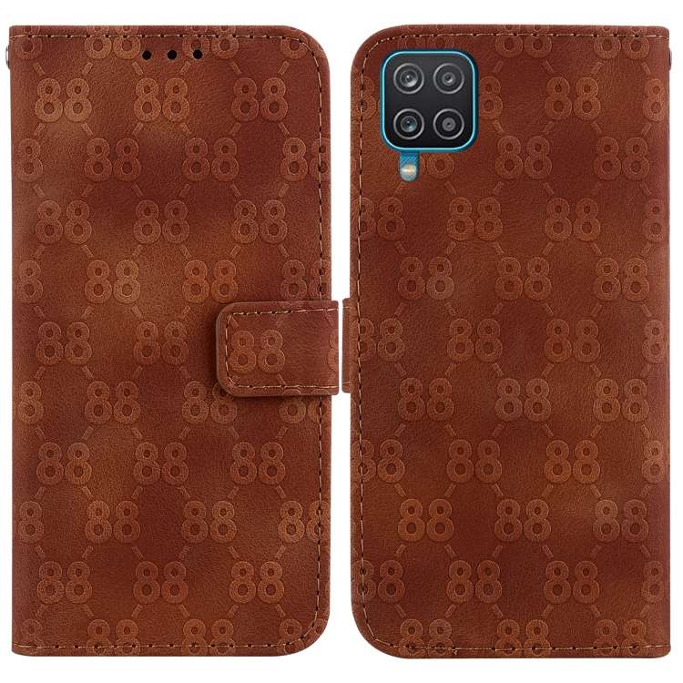 For Samsung Galaxy F22 4G Double 8-shaped Embossed Leather Phone Case(Brown)