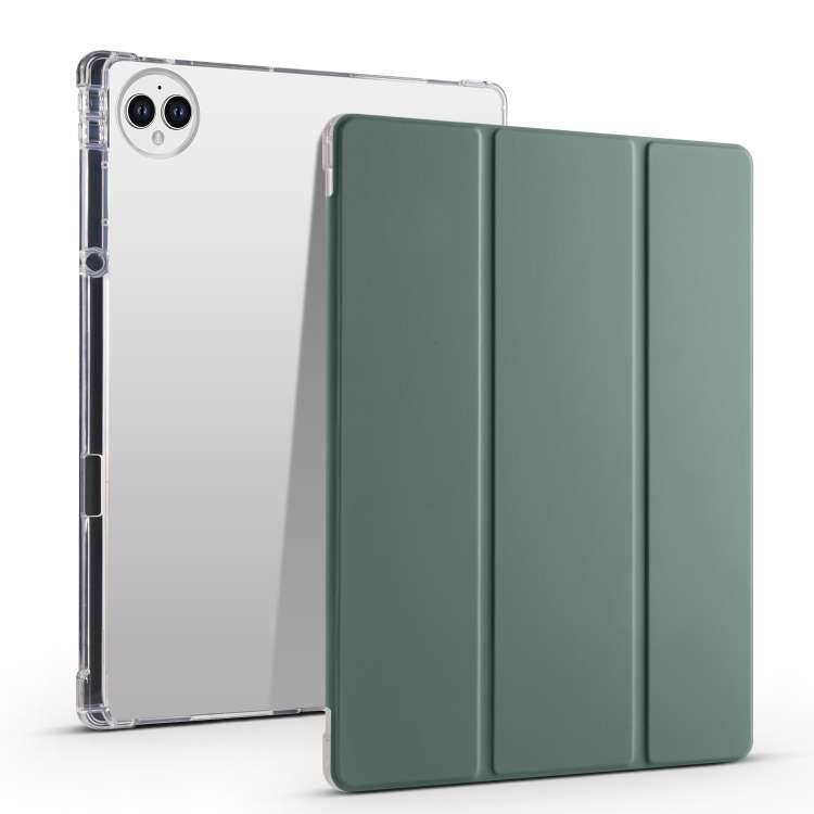 For Huawei MatePad Pro 13.2 2023 3-folding Transparent TPU Smart Leather Tablet Case(Dark Night Gree