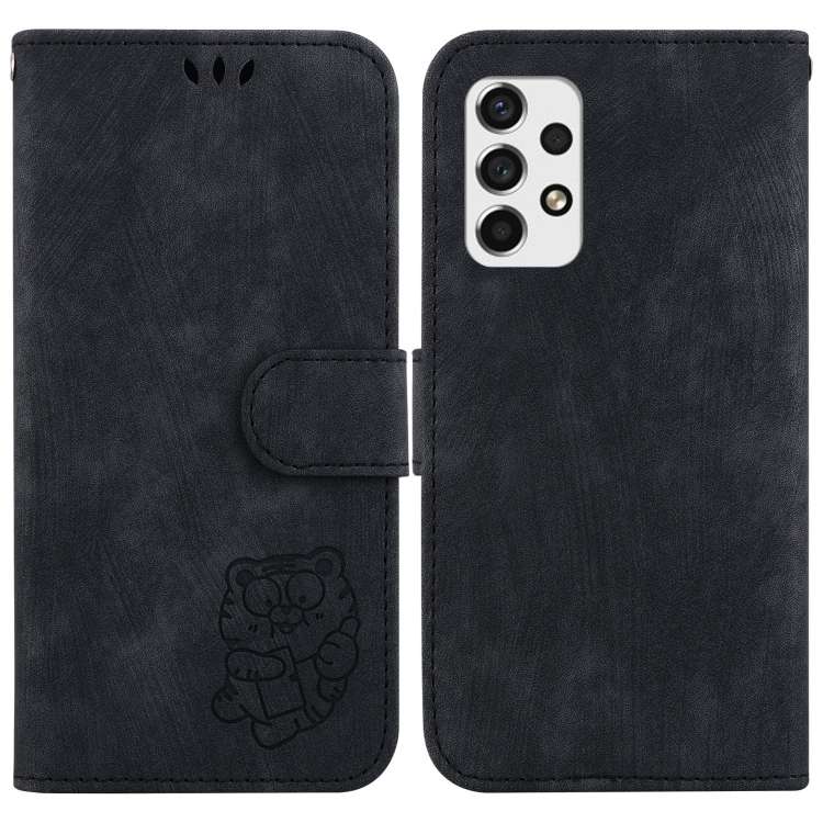 For Samsung Galaxy A23 Little Tiger Embossed Leather Phone Case(Black)