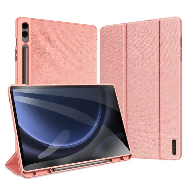 For Samsung Galaxy Tab S9 FE+ DUX DUCIS Domo Series Magnetic Flip Leather Tablet Case(Pink)