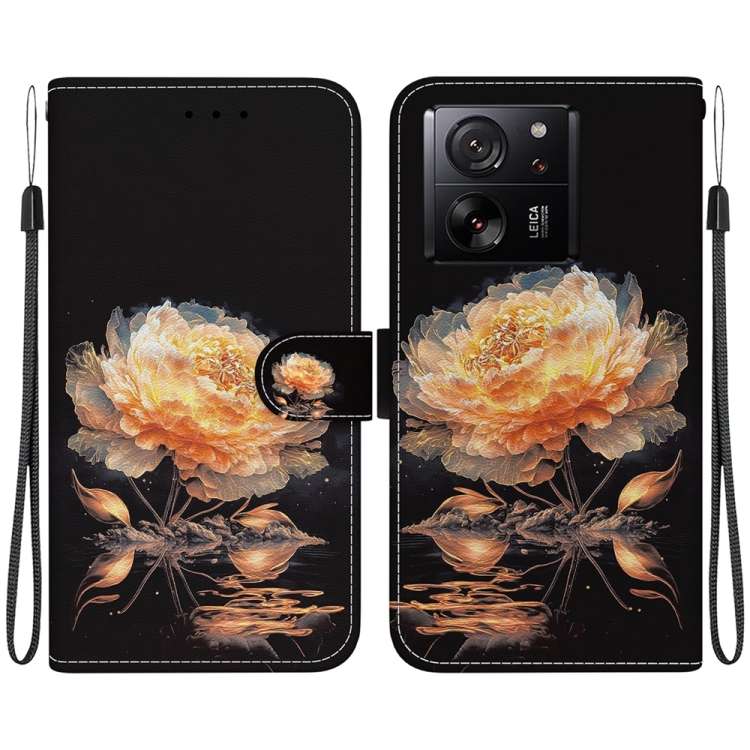 For Xiaomi 13T / 13T Pro / Redmi K60 Ultra Crystal Texture Colored Drawing Leather Phone Case(Gold P