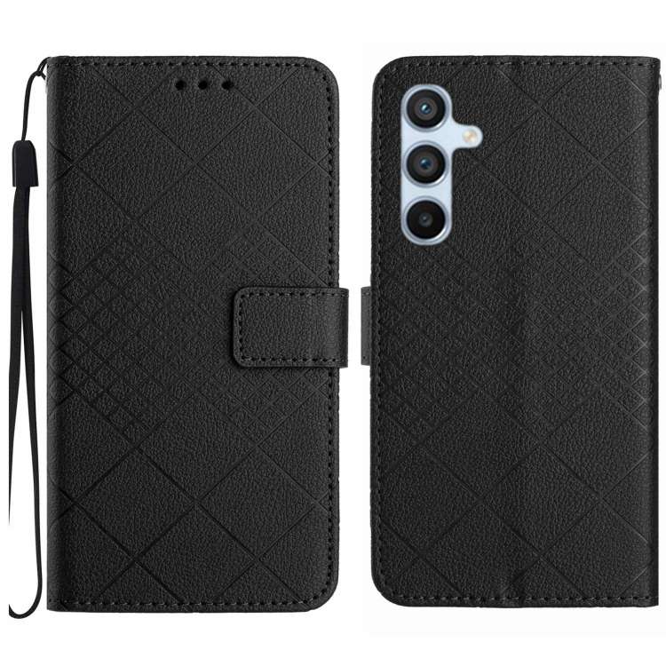 For Samsung Galaxy M15 5G Rhombic Grid Texture Leather Phone Case(Black)