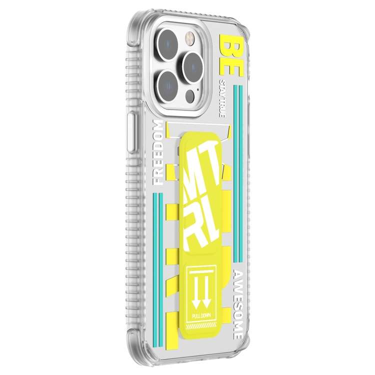 For iPhone 15 Pro Mutural Cyber Series TPU Phone Case with IML Stand(Yellow)