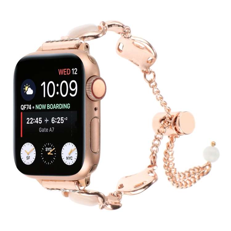 For Apple Watch SE 40mm Shell Metal Chain Bracelet Watch Band(Rose Gold)