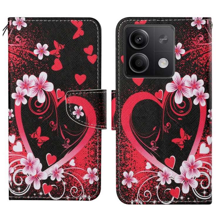For Xiaomi Redmi Note 13 5G Colored Drawing Pattern Leather Phone Case(Red Heart)