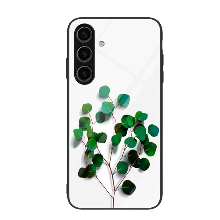 For Samsung Galaxy S24 5G Colorful Painted Glass Phone Case(Sapling)